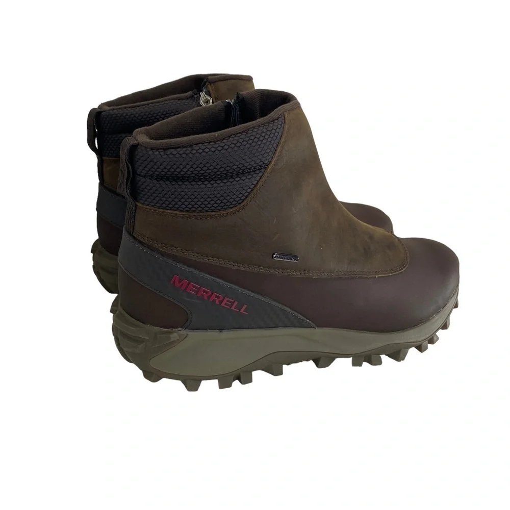 Merrell Men's Thermo Kiruna Mid Zip Waterproof Boot on Clay Brown Leather 15
